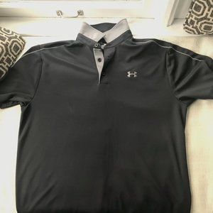 UNDER ARMOUR HEATGEAR DRI-FIT BLACK POLO SHIRT MENS LARGE-RARELY WORN